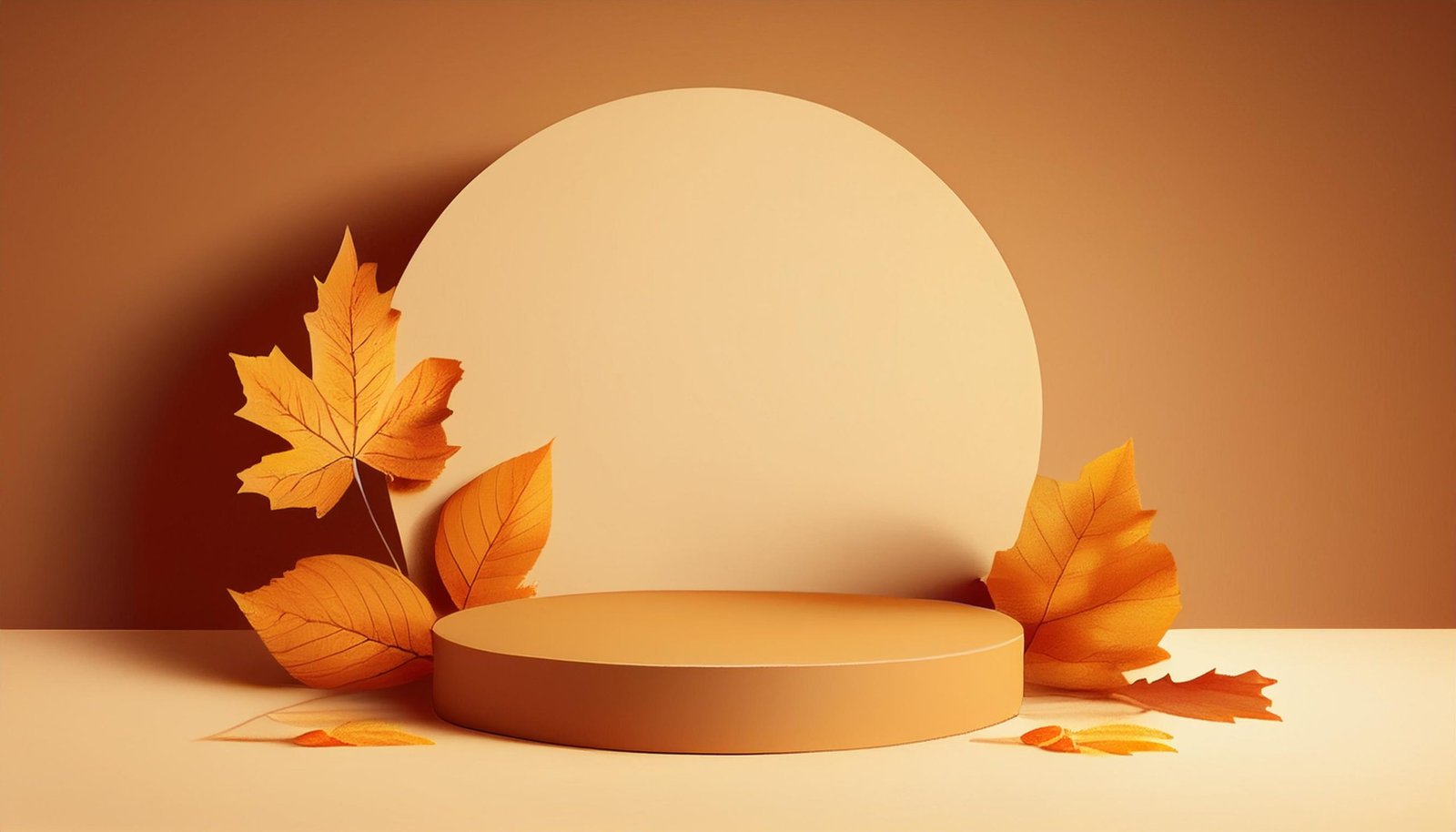 Autumn background, Fall Studio Podium Display with Shadow 1